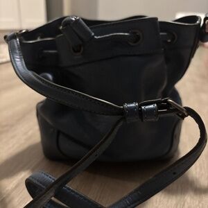 Leather Bucket mini drawstring bag